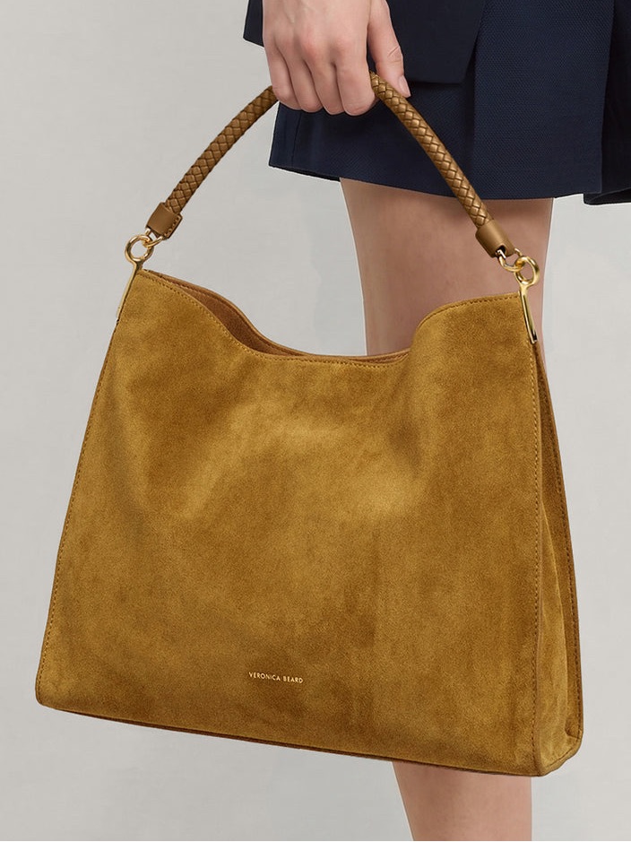 Veronica Beard Vida Shoulder Slouch Bag Acron Suede Hobo Bag